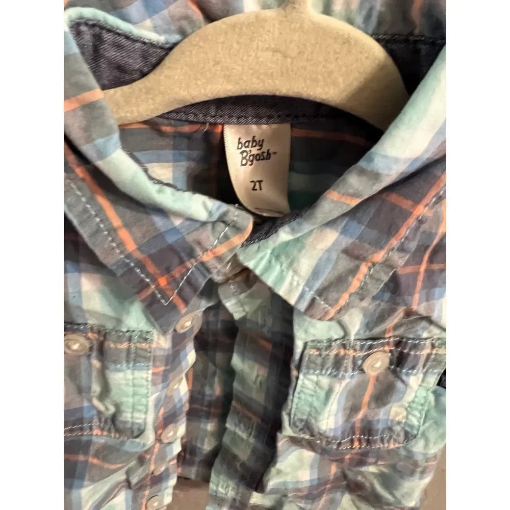 Boys blue plaid‎ short sleeve button up size 2T